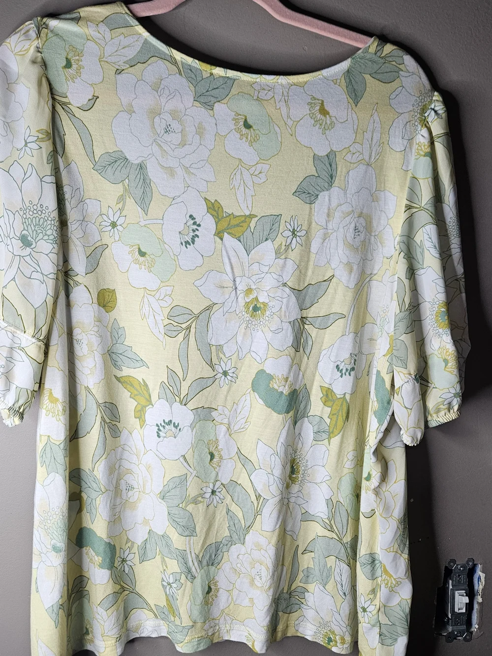 LOFT Pale Yellow Floral Puff-Sleeve Blouse Ptp 23